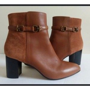 Talbots 10.5 Simone Brown Suede Leather Ankle Boot Block Heel Comfort Worn 1x